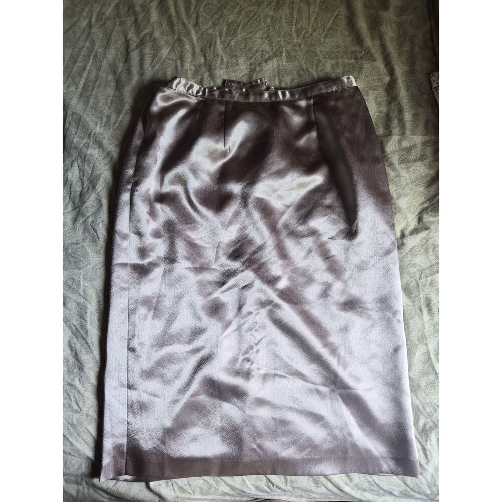 Size 18W Wide Unbranded Bronze Metallic Color Shiny Knee Length Pencil Skirt
